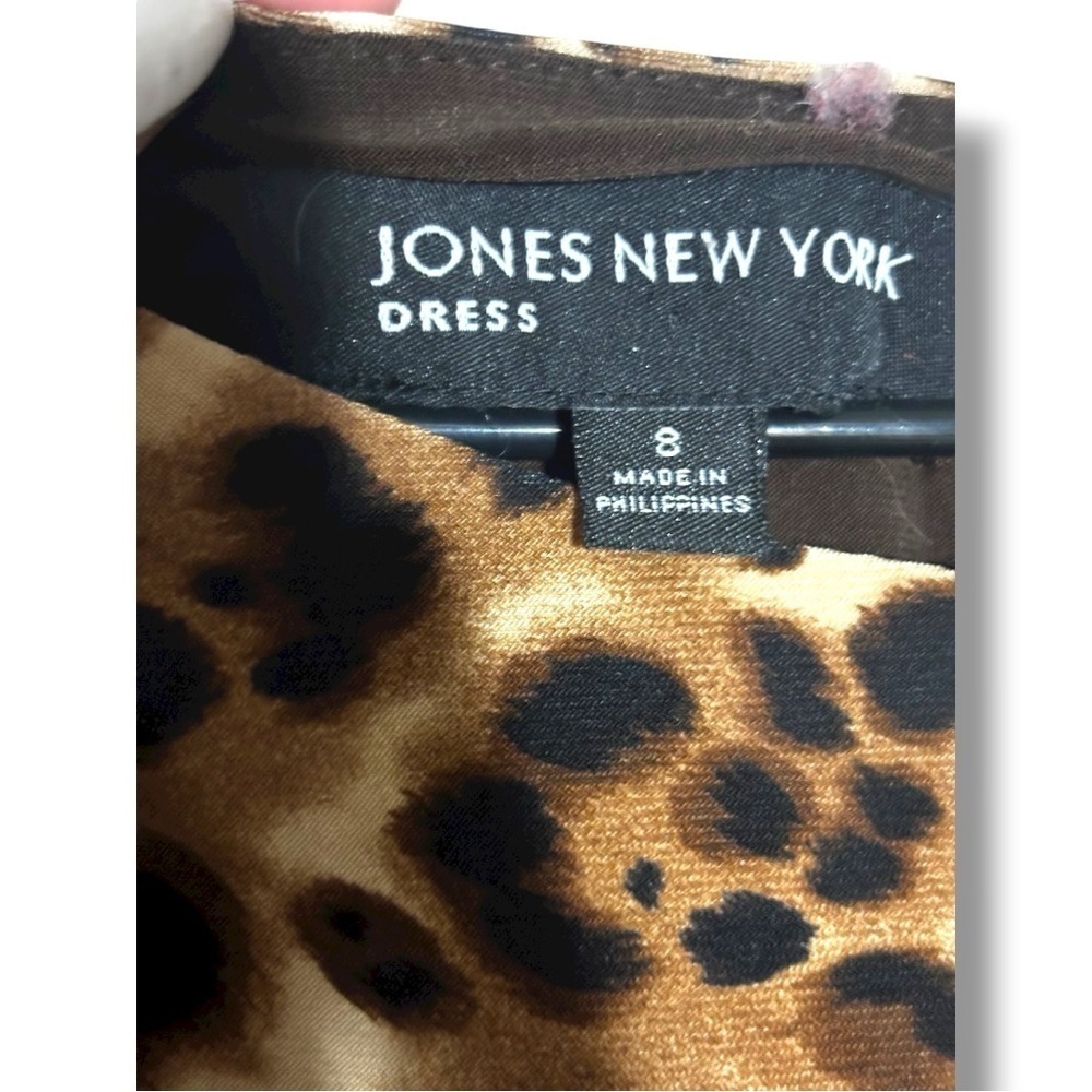 Jones New York Leopard Print Sleeveless Rouching Detail Fully Lined Mini Dress - Picture 9 of 13